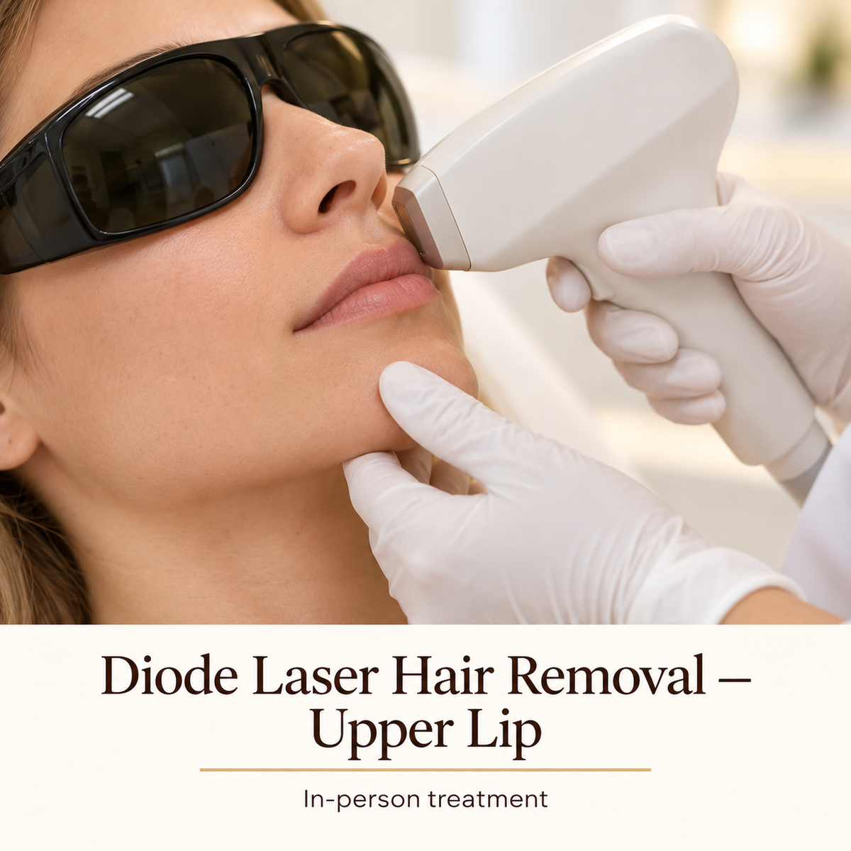 Illustrative Diode Laser Hair Removal — Upper Lip — in-person treatment