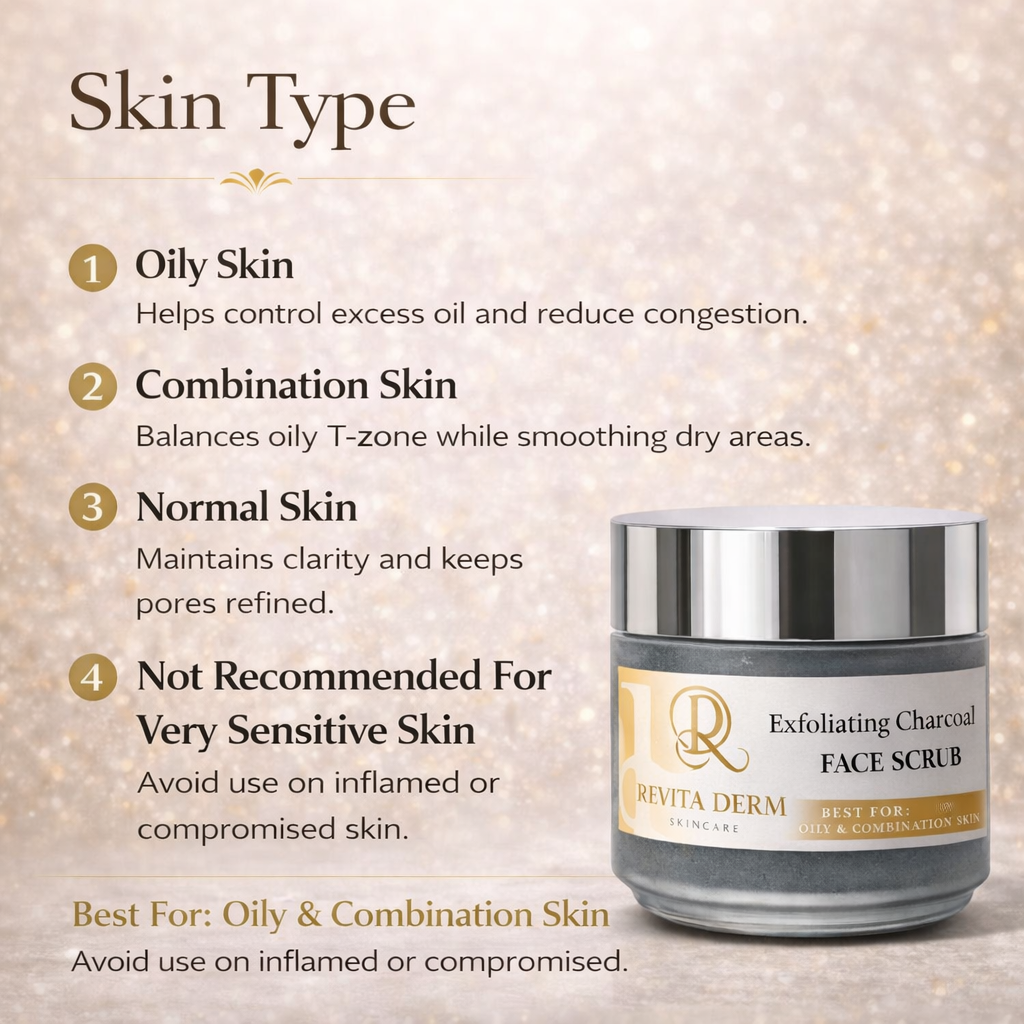 RevitaDerm Exfoliating Charcoal Face Scrub (All Skin Types)  50ml